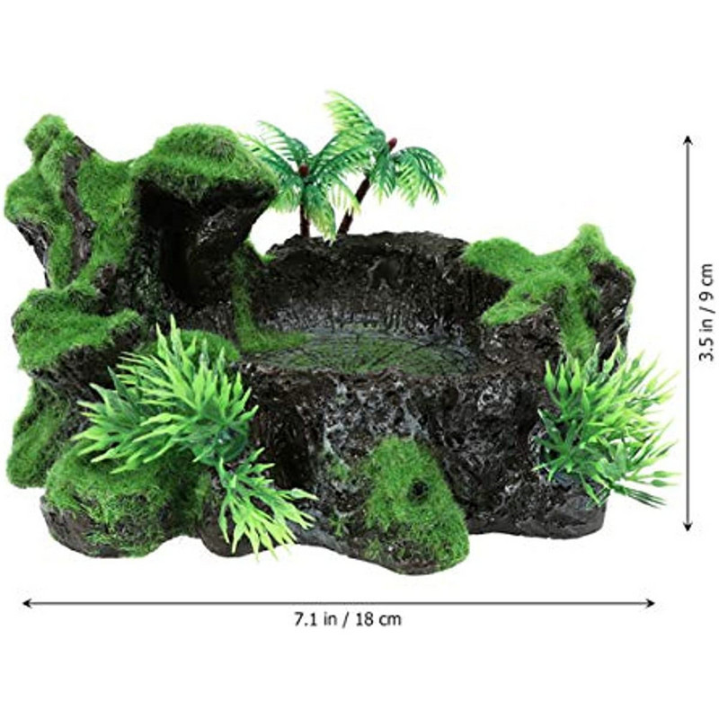 Ρητίνη ερπετό τροφίμων μπολ πιάτων με νερό Τεχνητό στολίδι κορμού δέντρου Ενυδρείο Διακόσμηση δεξαμενής ψαριών για γενειοφόρος Dragon Lizard Gecko