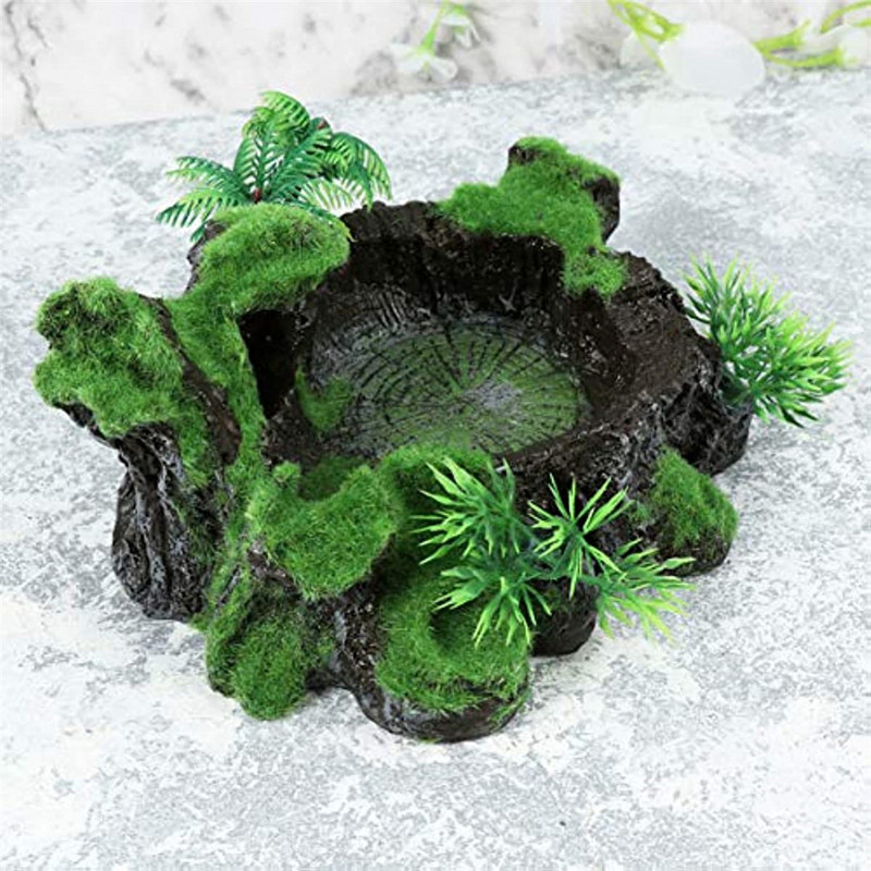 Ρητίνη ερπετό τροφίμων μπολ πιάτων με νερό Τεχνητό στολίδι κορμού δέντρου Ενυδρείο Διακόσμηση δεξαμενής ψαριών για γενειοφόρος Dragon Lizard Gecko