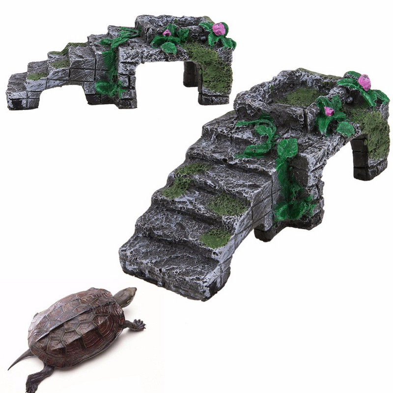 Resin Turtle Reptile Platform Toy Basking Ramp Tank Island Water Aquatic Climb Στολίδι Ενυδρείο Αμφιβίων Αναρρίχηση Σκάλα Δεξαμενής