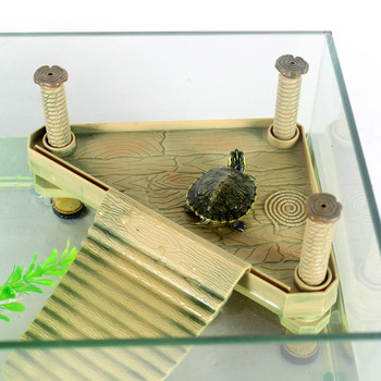 Кей на костенурка Плаваща платформа за греене с рампа Стълба Бразилска водна костенурка Плаващ остров Влечуго Декор на аквариум за костенурка