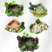 Rāpuļu barība/ūdens trauks ar sveķu pārtikas trauku padeves trauks bruņurupuču ūdens dozators mājdzīvnieku terārija ainava