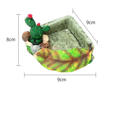 Rāpuļu barība/ūdens trauks ar sveķu pārtikas trauku padeves trauks bruņurupuču ūdens dozators mājdzīvnieku terārija ainava