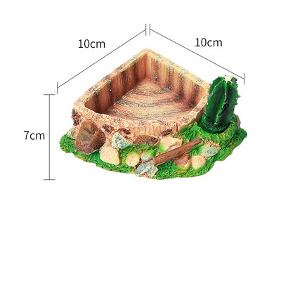 Rāpuļu barība/ūdens trauks ar sveķu pārtikas trauku padeves trauks bruņurupuču ūdens dozators mājdzīvnieku terārija ainava