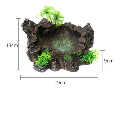 Rāpuļu barība/ūdens trauks ar sveķu pārtikas trauku padeves trauks bruņurupuču ūdens dozators mājdzīvnieku terārija ainava