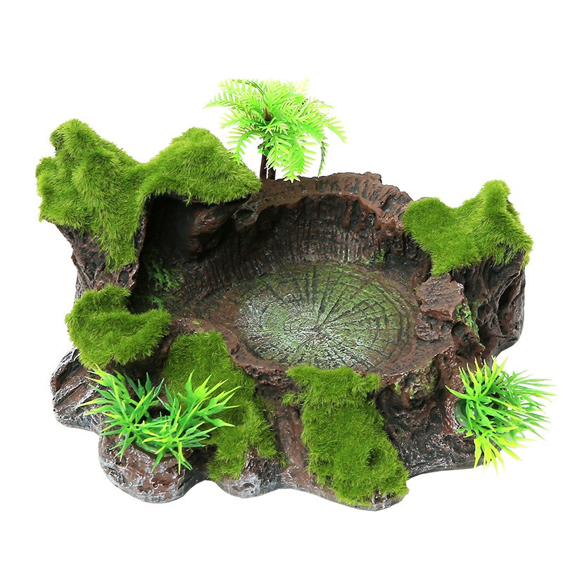 Rāpuļu barība/ūdens trauks ar sveķu pārtikas trauku padeves trauks bruņurupuču ūdens dozators mājdzīvnieku terārija ainava