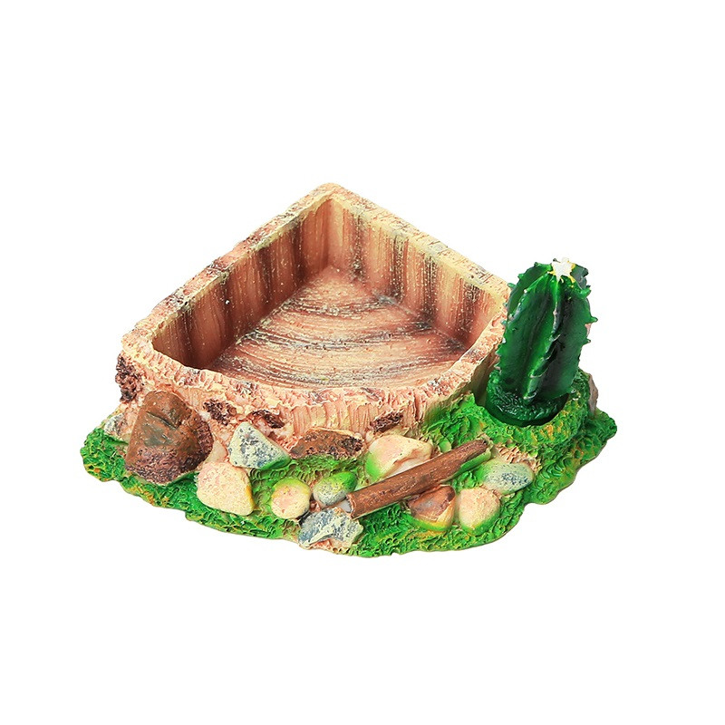 Rāpuļu barība/ūdens trauks ar sveķu pārtikas trauku padeves trauks bruņurupuču ūdens dozators mājdzīvnieku terārija ainava