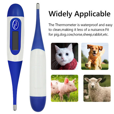 Θερμόμετρο Ζώου Ψηφιακή οθόνη LED Θερμόμετρο Ακριβές αδιάβροχο ορθικό θερμόμετρο κατοικίδιων ζώων για σκύλο άλογο πρόβατο