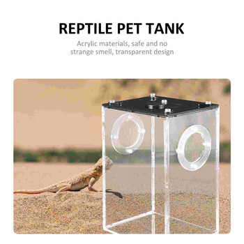 Reptile Box Breeding Cage Tank Snake Habitat Ακρυλικό Διαφανές Gecko Pet Spider Lizard Container Terrarium Feeding Portable