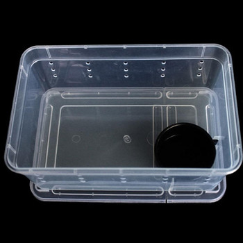 1 БР. Прозрачна кутия за хранене Кутия за влечуги Земноводни за клетка за змии Гущер Паяк Комбинация от влечуги