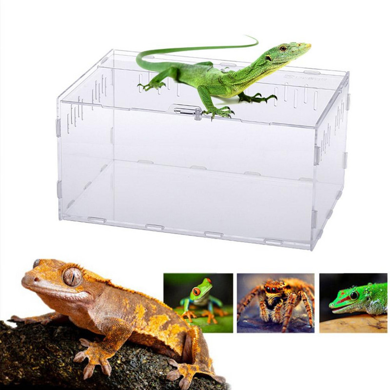 Cea mai recentă cutie de reproducție pentru reptile, acrilic, capac glisant transparent, rezervor de reptile, păianjeni, țestoasă, șopârlă, cutie de hrănire terariu