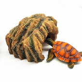 Artificial Turtles Hiding Cave Resin Miniature Aquarium Ornament Simulation Reptile Avoidance Supplies χελώνα αναρρίχησης βράχου