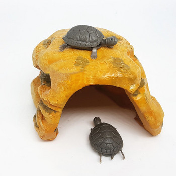 Artificial Turtles Hiding Cave Resin Miniature Aquarium Ornament Simulation Reptile Avoidance Supplies χελώνα αναρρίχησης βράχου