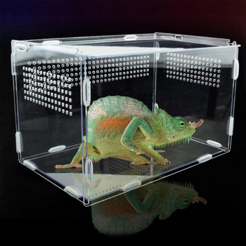 Голям акрилен терариум Кутия за влечуги Издръжливи прозрачни консумативи за домашни любимци за хладнокръвни животни Влечуги Домашни любимци Насекоми Домашен прием