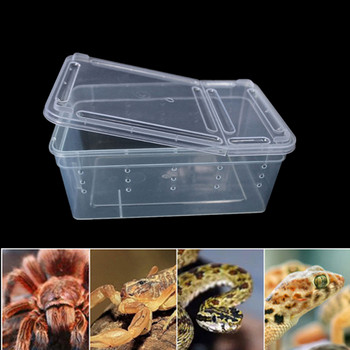 Голяма кутия за хранене на влечуги Пластмасов контейнер Терариум за насекоми за домашни любимци Транспортна кутия за жива храна с купа Консумативи за влечуги