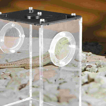 Reptile Box Breeding Cage Tank Snake Habitat Ακρυλικό Διαφανές Gecko Pet Spider Lizard Container Terrarium Feeding Portable