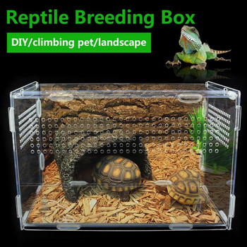 Reptile Breeding Box Acrylic Terrarium Feeding Box Διαφανές για Ζώα Reptile Pets Έντομο Spider Lizard Frog Pleasure Νέο
