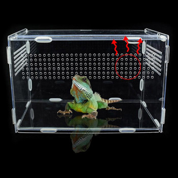 Reptile Breeding Box Acrylic Terrarium Feeding Box Διαφανές για Ζώα Reptile Pets Έντομο Spider Lizard Frog Pleasure Νέο