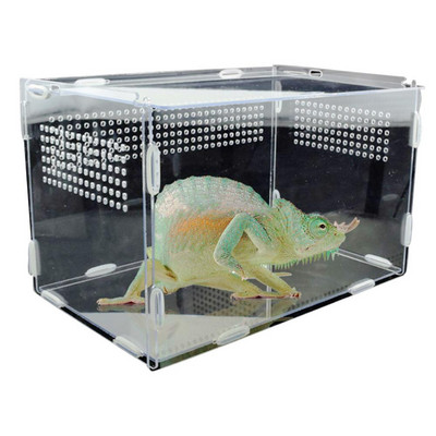 Reptile Breeding Box Acrylic Terrarium Feeding Box Διαφανές για Ζώα Reptile Pets Έντομο Spider Lizard Frog Pleasure Νέο