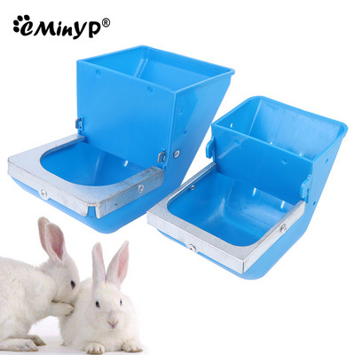Plastic Small Animal Feeder With Sifter Bottom Anti-Scratch Metal Edge Feed Box For Rabbits Ferrets Wire Cage Feeding Food Tool