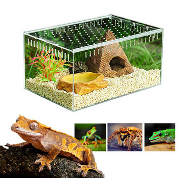 Κουτί αναπαραγωγής ερπετών Ακρυλικό διαφανές συρόμενο κάλυμμα Reptile Tank Insect Spiders Tortoise Lizard Feeding Box Terrarium