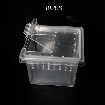 10Pcs Clear Reptile Feeding Box Insect Container φορητό βιότοπο αναπαραγωγής
