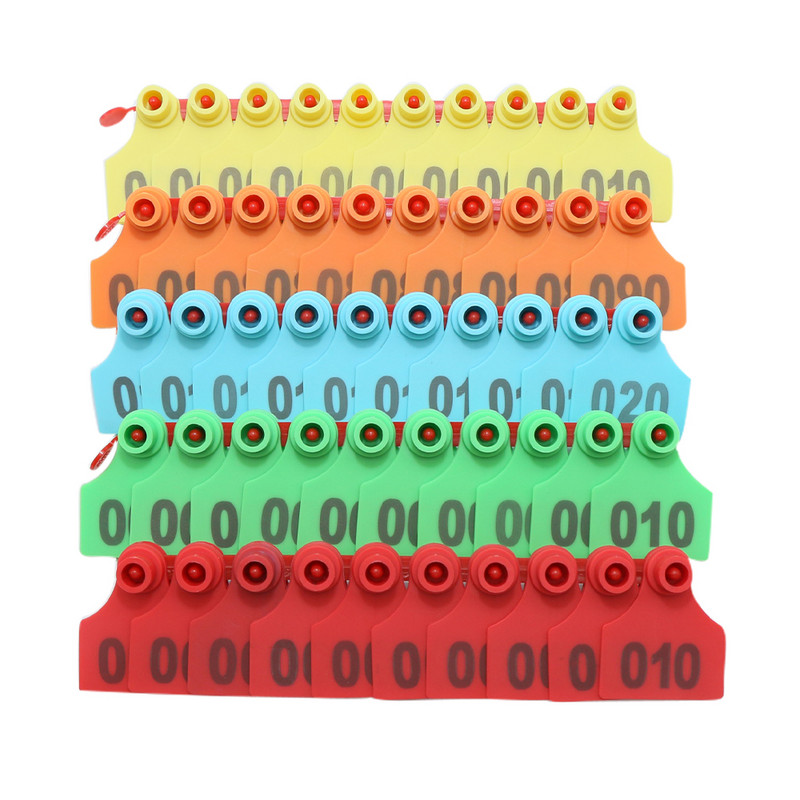 100Pc Bakrena glava Laserski broj Etiketa za ušnu markicu Svinjski ovčji znak za uho Registracijska kartica za uho TPU Materijal Životinjska oznaka identiteta Supplie