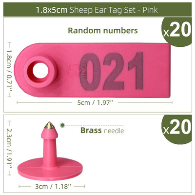 20 vnt. 6 spalvų avies triušio ausų plastikinė etiketė su žodžiu Ausų spausdinimas lazeriu vario galvos auskarai Ūkio gyvūno identifikavimo kortelė