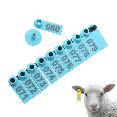 100 τμχ Ετικέτα για ζώα Ετικέτα προβάτου στο αυτί Σκουλαρίκια μαρκαδόρος κατσίκας Αρίθμηση καρτών σκουλαρικιών Livestock για τρύπημα προβάτων