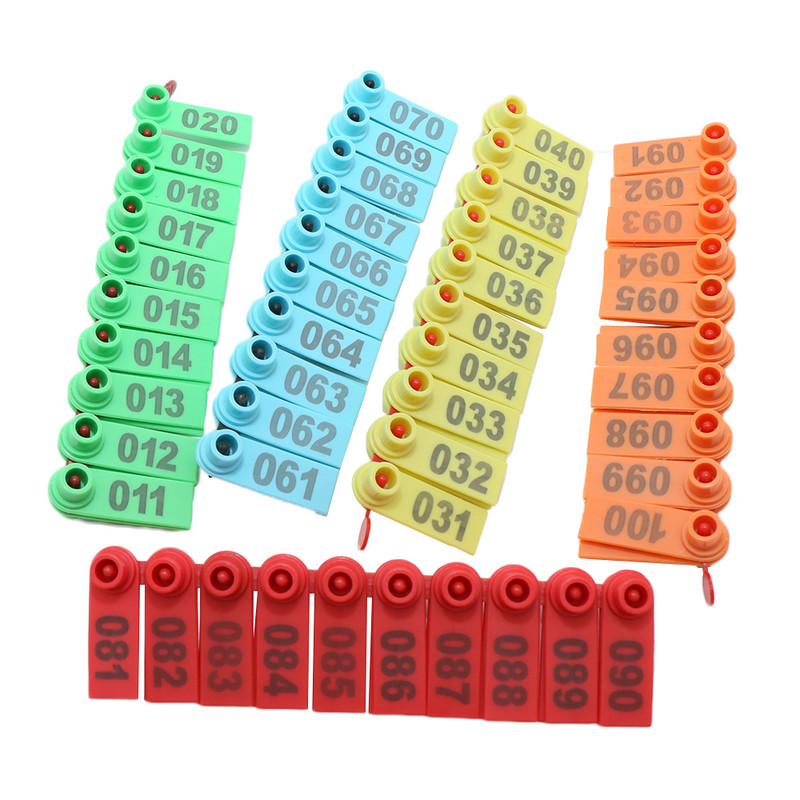 100 vnt Žymės gyvūnams Avies ausų įsagas Ožkos žymeklis Auskarai Gyvulių auskarų kortelių numeracija avių vėrimui