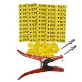 Kõrvamärgi lambamarkeri aplikaator 001-100 kõrvamärgid kitse identifitseerimiseks Kõrvamärgistus 2 tk tihvtiga Kõrvamärgitangid