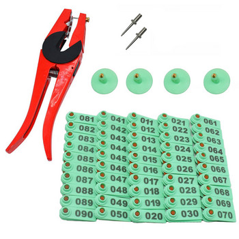 Ear Tag Sheep Marker Applicator 001-100 Ear Tags for Goat Identification Kit Ear Tagger with 2 Pcs Pins Ear Tag Pences