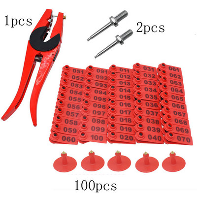 Kõrvamärgi lambamarkeri aplikaator 001-100 kõrvamärgid kitse identifitseerimiseks Kõrvamärgistus 2 tk tihvtiga Kõrvamärgitangid