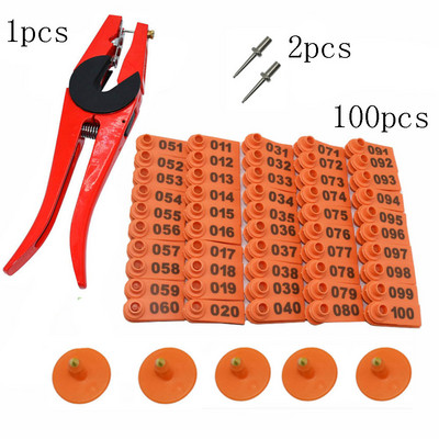 Kõrvamärgi lambamarkeri aplikaator 001-100 kõrvamärgid kitse identifitseerimiseks Kõrvamärgistus 2 tk tihvtiga Kõrvamärgitangid