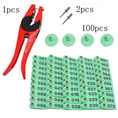 Kõrvamärgi lambamarkeri aplikaator 001-100 kõrvamärgid kitse identifitseerimiseks Kõrvamärgistus 2 tk tihvtiga Kõrvamärgitangid