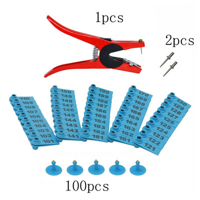 Kõrvamärgi lambamarkeri aplikaator 001-100 kõrvamärgid kitse identifitseerimiseks Kõrvamärgistus 2 tk tihvtiga Kõrvamärgitangid