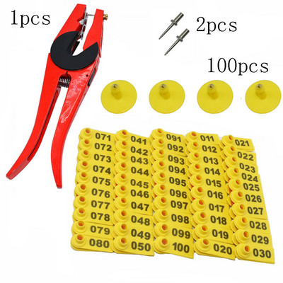 Kõrvamärgi lambamarkeri aplikaator 001-100 kõrvamärgid kitse identifitseerimiseks Kõrvamärgistus 2 tk tihvtiga Kõrvamärgitangid