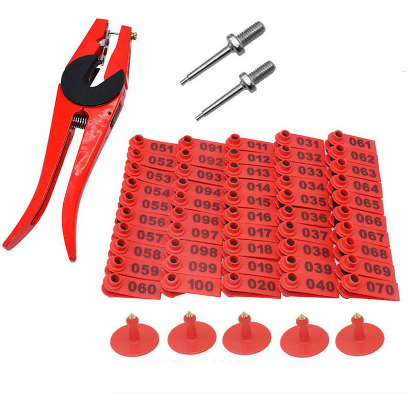 Kõrvamärgi lambamarkeri aplikaator 001-100 kõrvamärgid kitse identifitseerimiseks Kõrvamärgistus 2 tk tihvtiga Kõrvamärgitangid