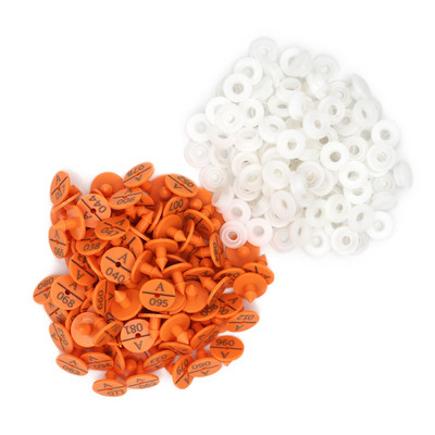 100 vnt. Triušio ausų įsagas su užrašu Ausų rašymas lazeriu vario galvos auskarai 4 spalvų ūkinio gyvūno ožkos kiaulės identifikavimo kortelė