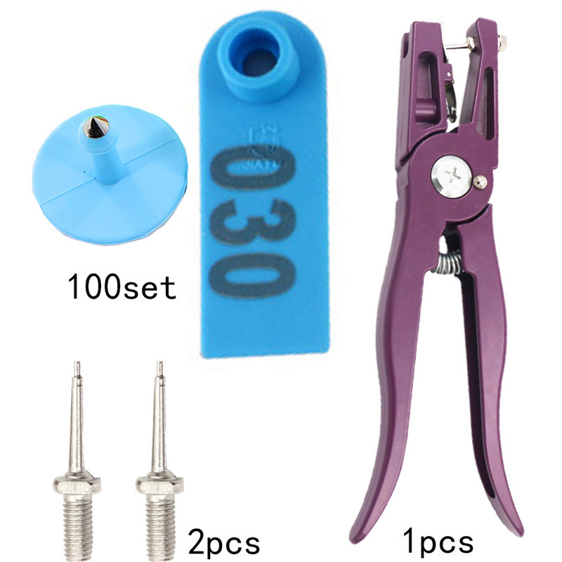 Ausų žymeklio aplikatoriaus numeris 001-100, skirtas ožkų identifikavimo rinkiniui Ausų žymeklis su 2 vnt.