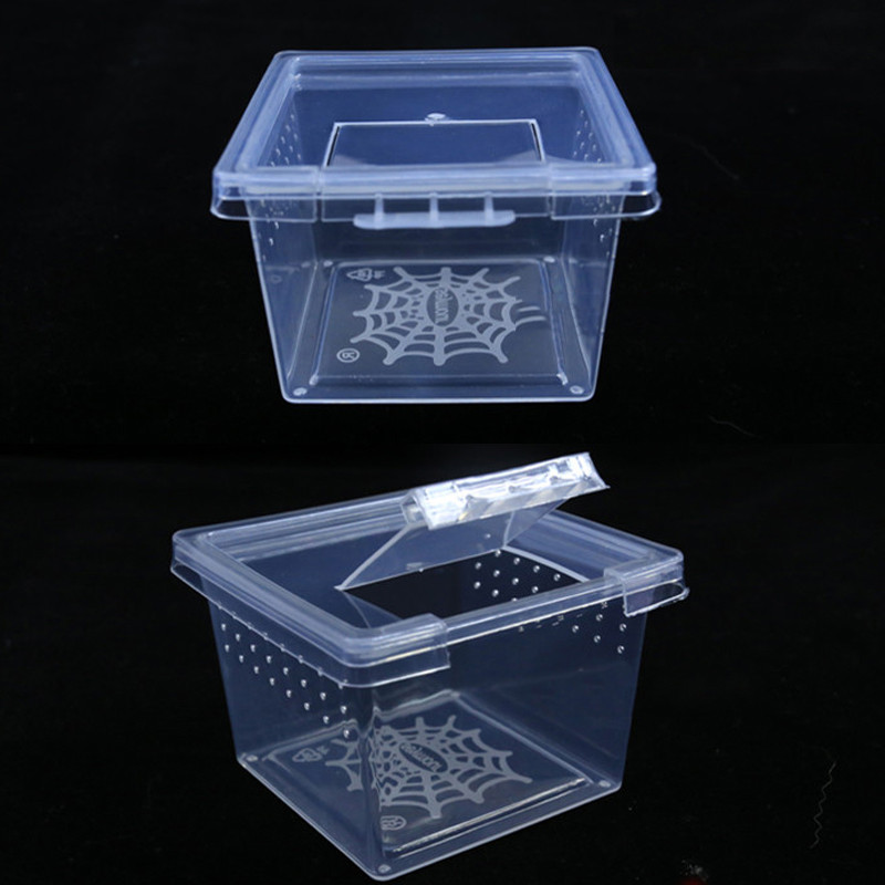 Cutie de hrănire din plastic, cușcă pentru reptile, container pentru incubație, cutie de reproducție transparentă, cutie vie, păianjen, gândac, casă pentru insecte