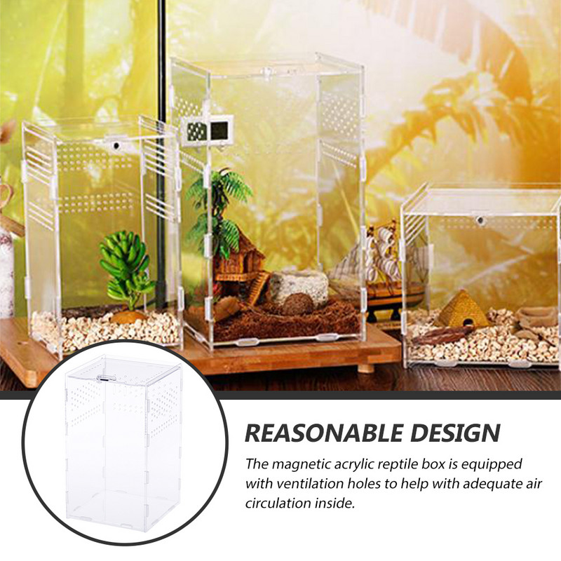 Reptile Clear Boxescases Pet Breeder Διάφανη σαύρα Keepingincubators Μεταφορείς Ενδιαίτημα Εμπορευματοκιβώτια Κάτοχοι Αποθήκευση Αράχνη