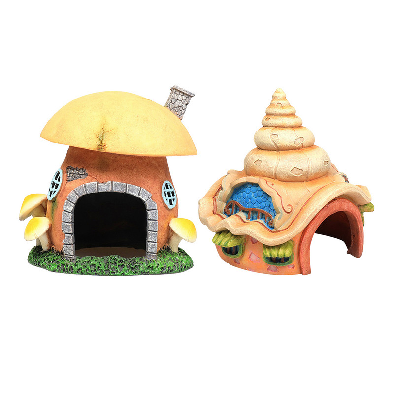 Decor pentru acvariu Ornament pentru acvariu de pește de munte Casă cu ciuperci Ascunde tropicală Odihnă Peșteră Habitat de joacă
