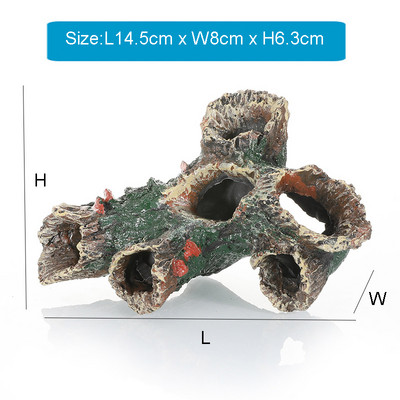 Ρητίνη κούφιου κορμού δέντρου Στολίδι Διακοσμήσεις ενυδρείου Ξύλινο σπίτι Μικρό και μεσαίο Διακόσμηση δεξαμενής ψαριών με κρυφό σπήλαιο