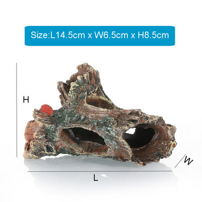 Ρητίνη κούφιου κορμού δέντρου Στολίδι Διακοσμήσεις ενυδρείου Ξύλινο σπίτι Μικρό και μεσαίο Διακόσμηση δεξαμενής ψαριών με κρυφό σπήλαιο