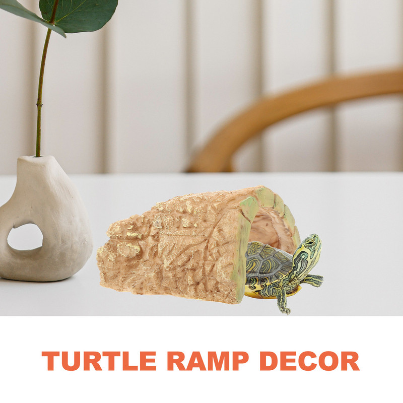 Rāpuļu terārija bruņurupuču rampas dekors slēptuve, alu sveķi, mājsaimniecības reālistiski dekoratīvi materiāli dabīgi aksesuāri, spilgti