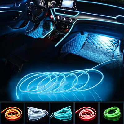 Φωτιστικό Ατμόσφαιρας αυτοκινήτου Εσωτερικός Φωτισμός Αυτοκινήτου Διακόσμηση λωρίδας LED Γιρλάντα Συρματόσχοινο Σωλήνα γραμμής εύκαμπτο φως νέον Μονάδα δίσκου USB