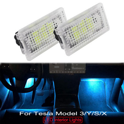 For Tesla Model 3 Y S X Ultra-bright Interior LED Lighting Bulbs Kit Accessories Fit Trunk, Frunk, Door Puddle, Foot-Well Lights