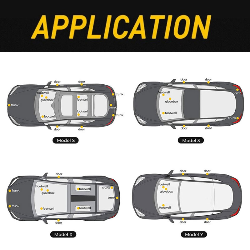 Skirta Tesla Model 3 YSX itin ryškus vidinis LED apšvietimo lempučių rinkinio priedai, tinkantys bagažinei, bagažinei, durų balai, pėdų šulinio žibintams