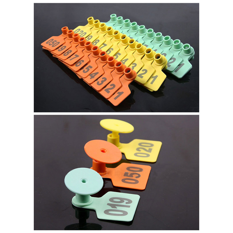 100 de bucăți etichete pentru urechi de capră, oaie, porc, capră, marcator de urechi, 001-100, etichetatoare de identificare a animalelor numerotate, provizii pentru animale de fermă