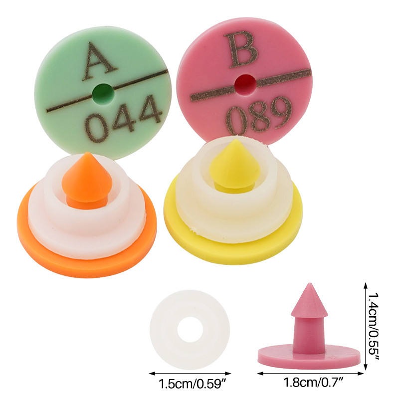 100 tk plastikust küüliku kõrvasildi eraldumist takistav 001-100 sõnaga, kõrva lasertrükkimise pea kõrvarõngad talulooma identifitseerimiskaart